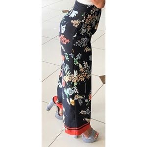 Zara Basic Collection silk-like wide leg floral pants